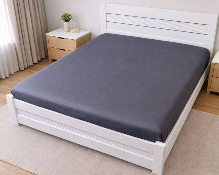 Простынь на резинке LARA сатин LUX dp13255 GREY 160х200+25 см