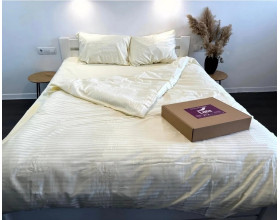 Постельное белье LARA d13176р beige сатин-страйп LUX полуторное Постельное белье LARA d13176р beige сатин-страйп LUX полуторное