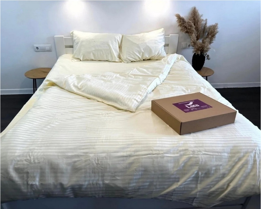 Постельное белье LARA d13176р beige сатин-страйп LUX полуторное