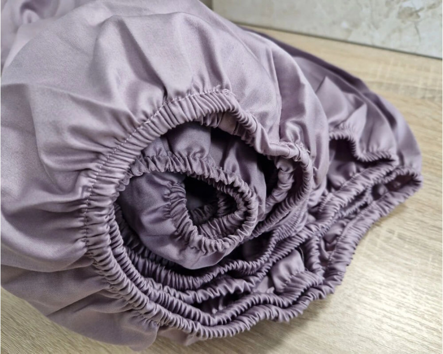 Простынь на резинке LARA сатин LUX dp13257 VIOLET 160х200+25 см