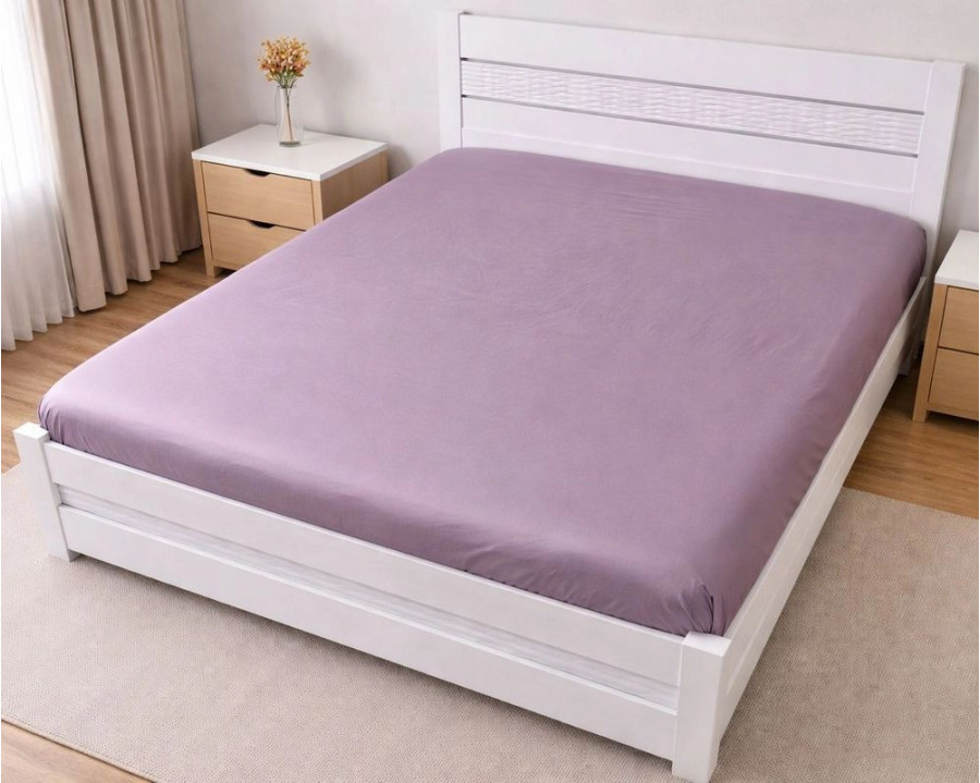 Простынь на резинке LARA сатин LUX dp13257 VIOLET 160х200+25 см