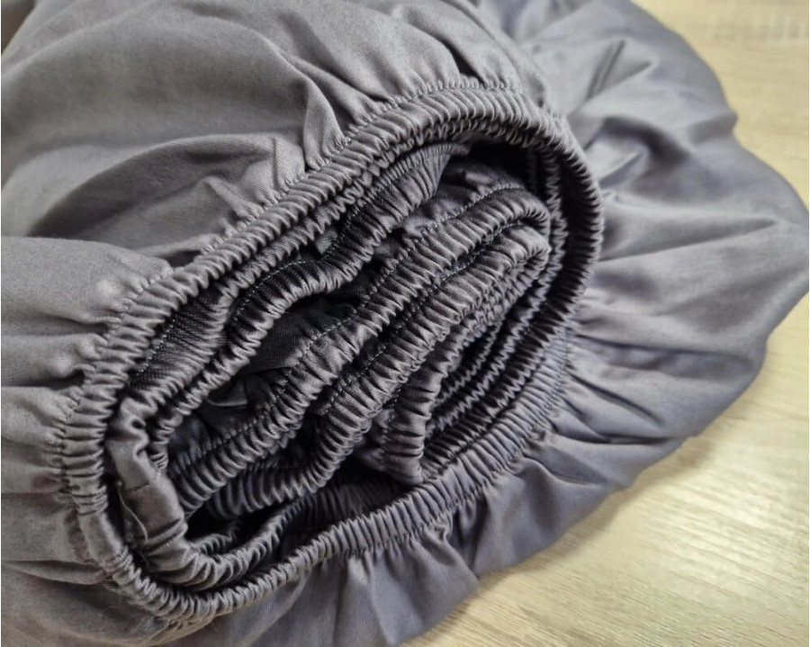 Простынь на резинке LARA сатин LUX dp13255 GREY 160х200+25 см