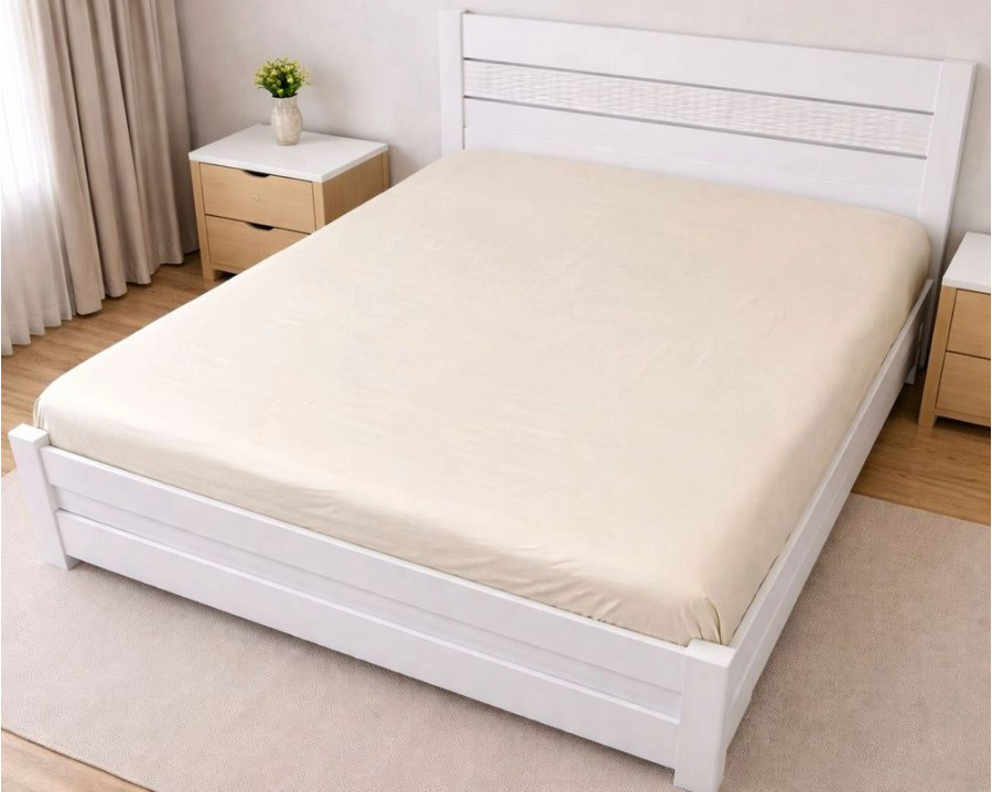 Простынь на резинке LARA сатин LUX dp13259 BEIGE 160х200+25 см