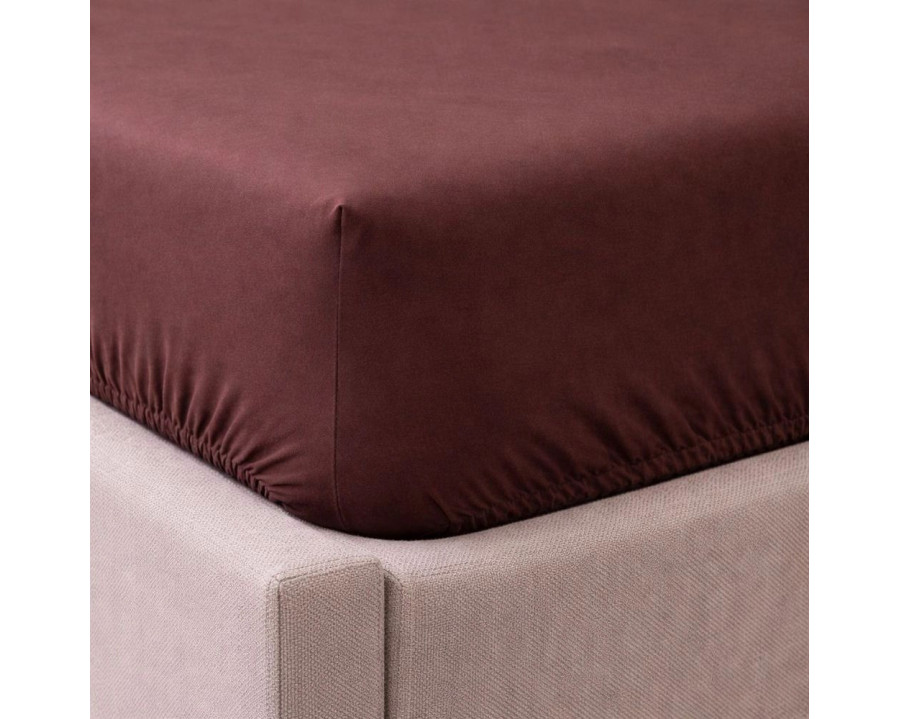 Простынь на резинке LARA сатин LUX dp13260 BROWN 160х200+25 см