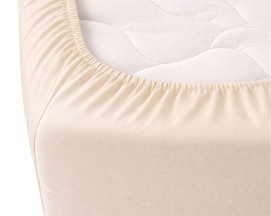 Простынь на резинке LARA сатин LUX dp13259 BEIGE 160х200+25 см