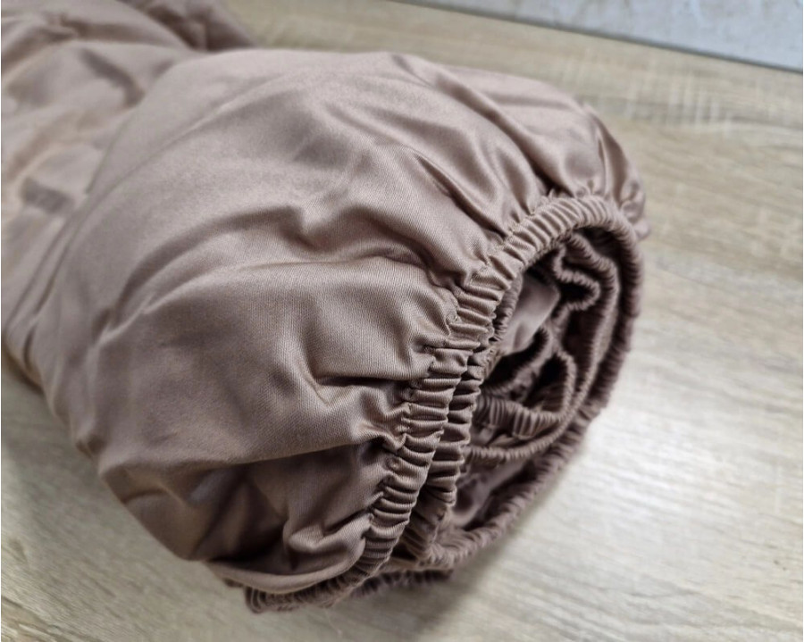 Простынь на резинке LARA сатин LUX dp13256 COFFEE 160х200+25 см