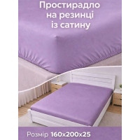 Простынь на резинке LARA сатин LUX dp13257 VIOLET 160х200+25 см
