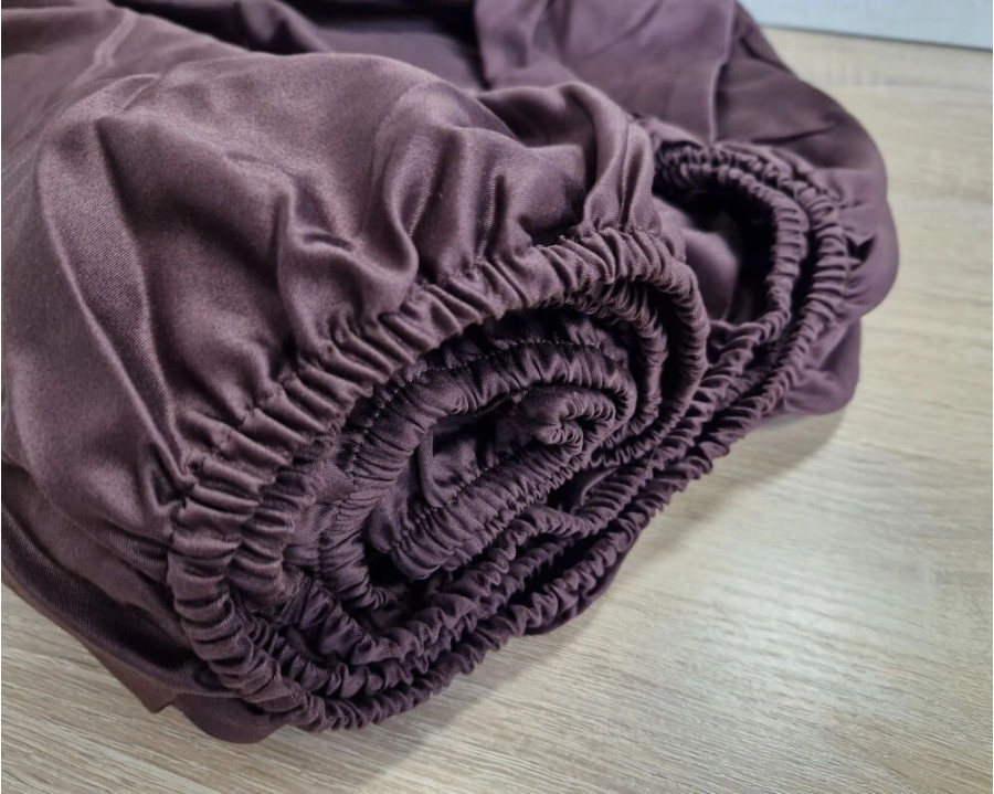 Простынь на резинке LARA сатин LUX dp13260 BROWN 160х200+25 см