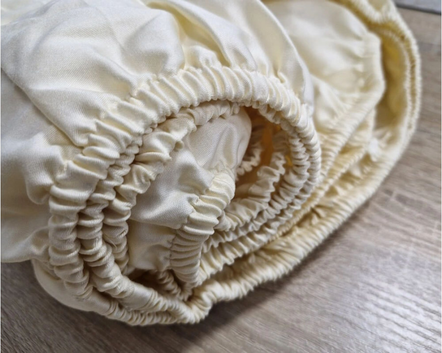 Простынь на резинке LARA сатин LUX dp13259 BEIGE 160х200+25 см