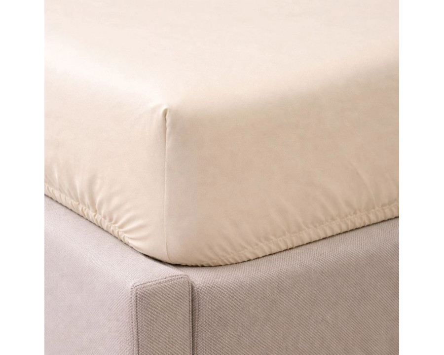 Простынь на резинке LARA сатин LUX dp13259 BEIGE 160х200+25 см