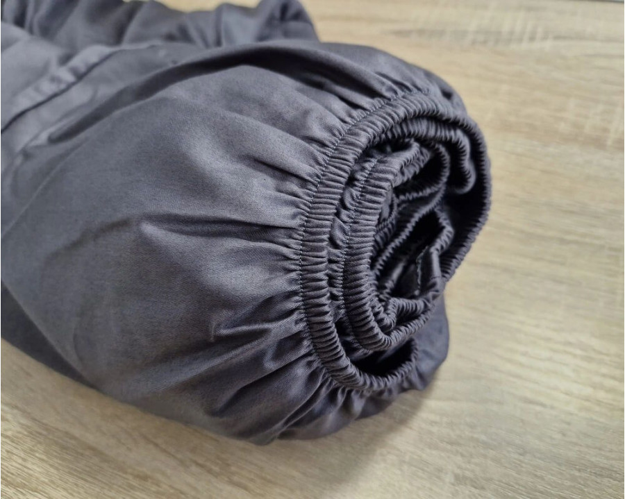 Простынь на резинке LARA сатин LUX dp13255 GREY 160х200+25 см