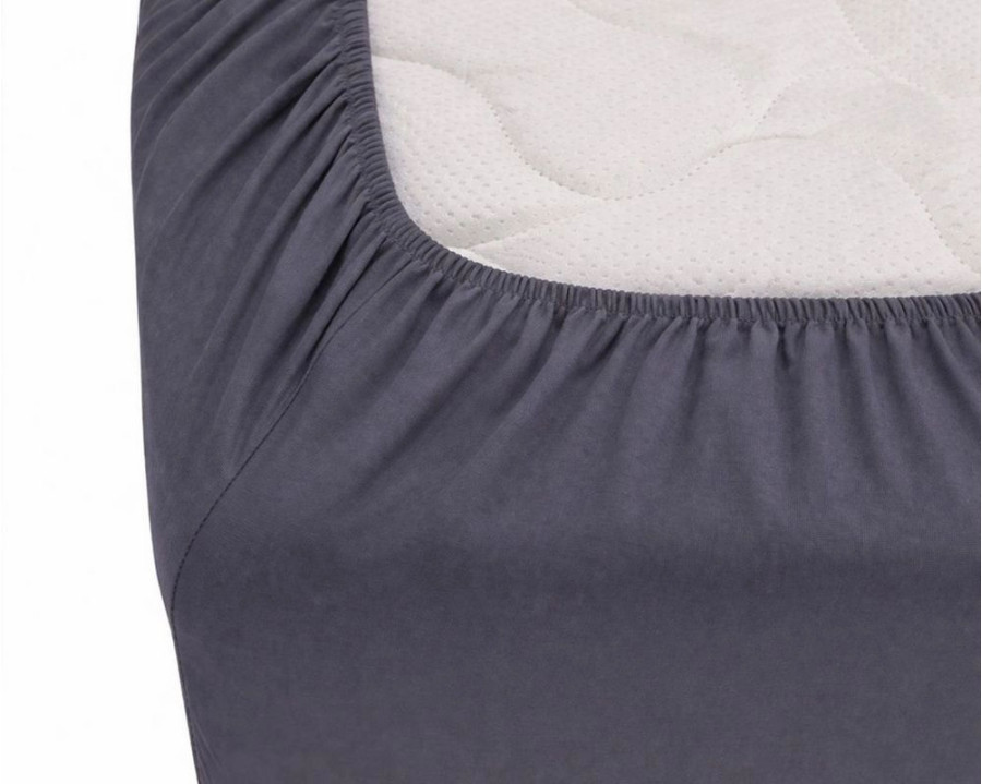 Простынь на резинке LARA сатин LUX dp13255 GREY 160х200+25 см