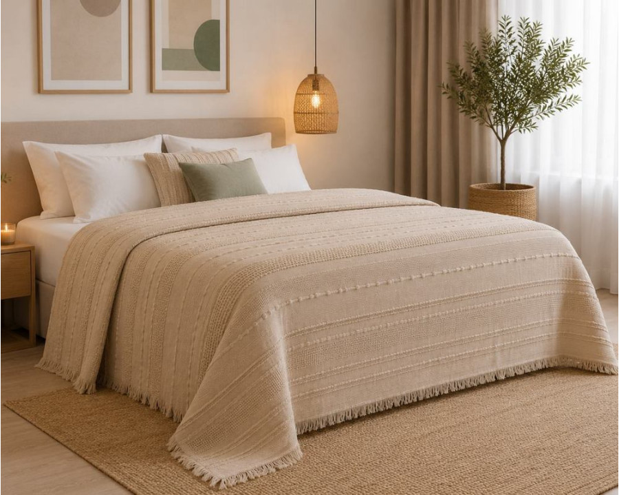 Турецкое вафельное покрывало First Choice Sole 220×240 см Cappuccino