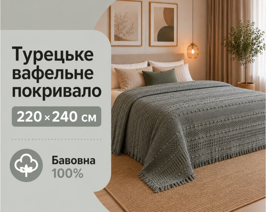 Турецкое вафельное покрывало First Choice Sole 220×240 см Green