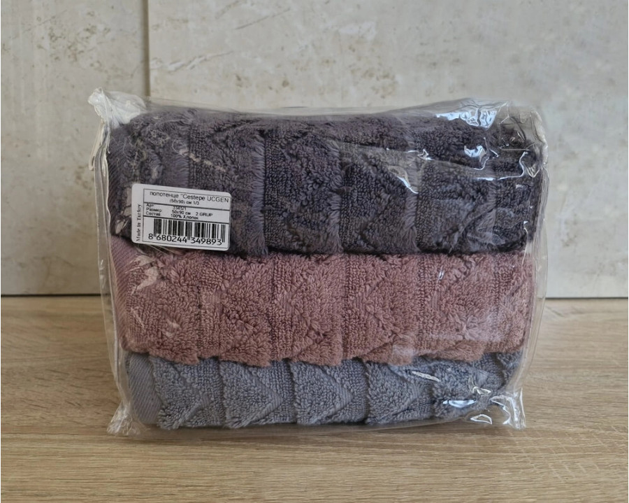 Набір турецьких махрових рушників Cestepe MicroCotton Premium 3 штуки 50x90 Ucgen 2 600 г/м2