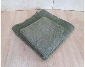 Набір турецьких махрових однотонних рушників Zeron 50х90+70х140 Green 480 г/м2