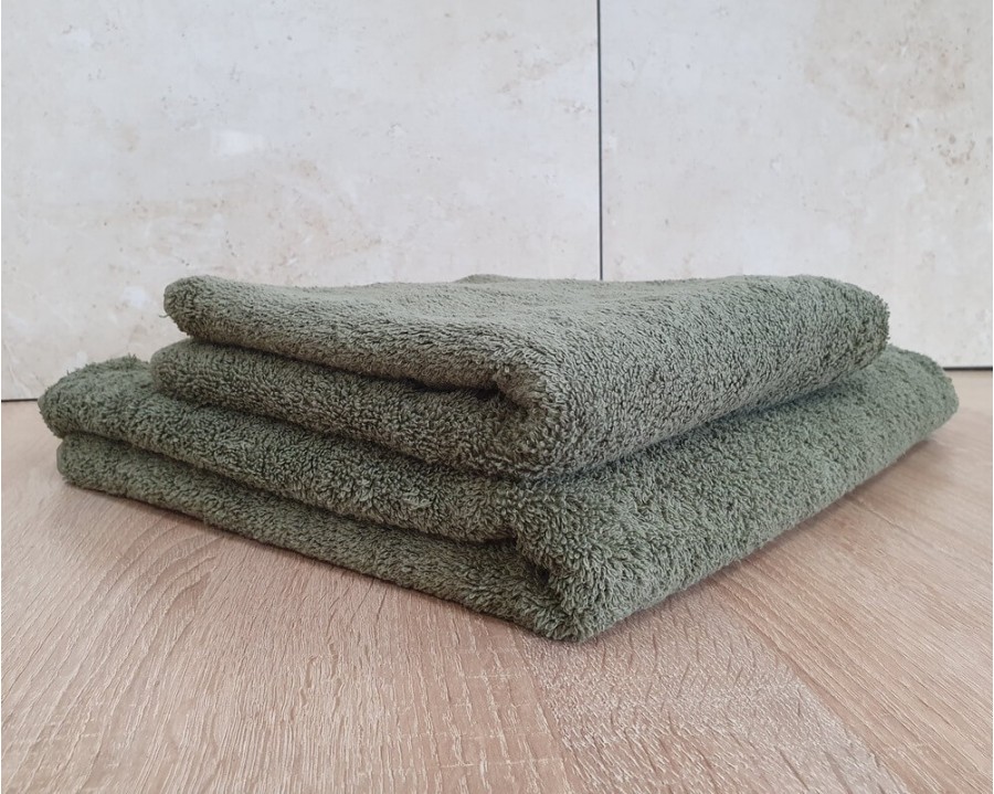 Набор турецких махровых однотонных полотенец Zeron 50х90+70х140 Green 480 г/м2