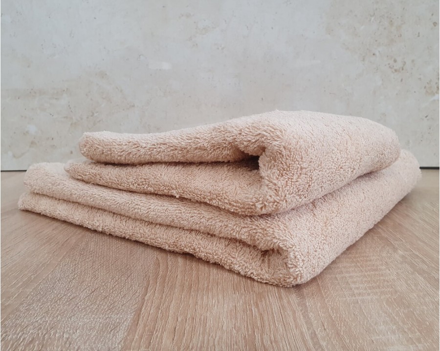 Набір турецьких махрових однотонних рушників Zeron 50х90+70х140 Beige 480 г/м2