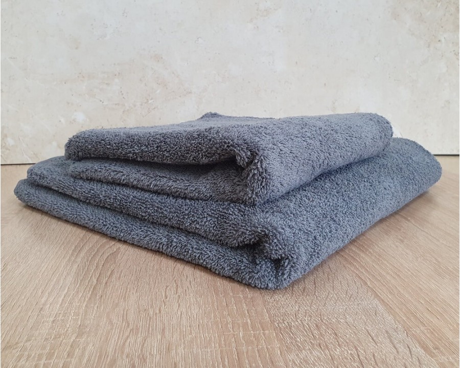 Набір турецьких махрових однотонних рушників Zeron 50х90+70х140 Gray 480 г/м2