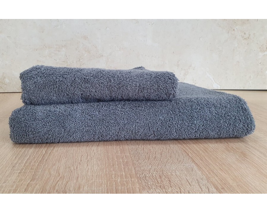 Набір турецьких махрових однотонних рушників Zeron 50х90+70х140 Gray 480 г/м2
