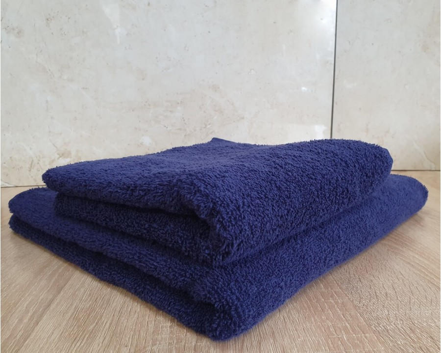 Набір турецьких махрових однотонних рушників Zeron 50х90+70х140 Dark Blue 480 г/м2