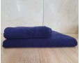 Набір турецьких махрових однотонних рушників Zeron 50х90+70х140 Dark Blue 480 г/м2