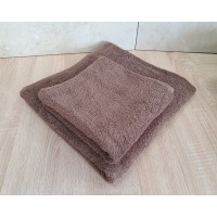 Набір турецьких махрових однотонних рушників Zeron 50х90+70х140 Brown 480 г/м2