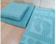 Набор турецких махровых однотонных полотенец Zeron 50х90+70х140+50х70 Turkuaz 480 г/м2