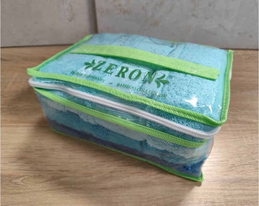 Набор турецких бамбуковых махровых полотенец Zeron 3 штуки 15834 Aynali Agac Bamboo бирюзовый 50х90