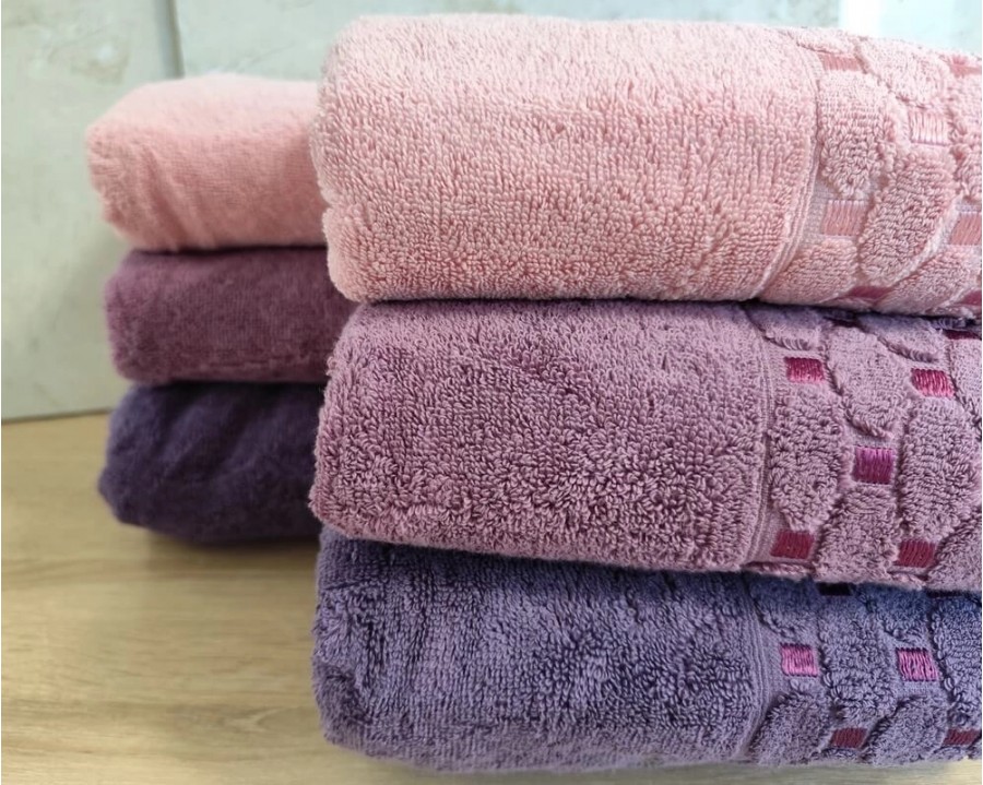 Набор махровых турецких полотенец Zeron 50х90 3 штуки + 70х140 3 штуки Microcotton Puanli Desen