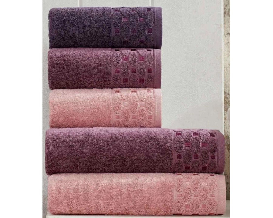 Набор махровых турецких полотенец Zeron 50х90 3 штуки + 70х140 3 штуки Microcotton Puanli Desen