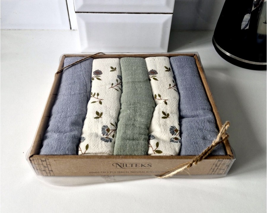Набор полотенец кухонных Nilteks 5 штук 40x60 Tencel natural