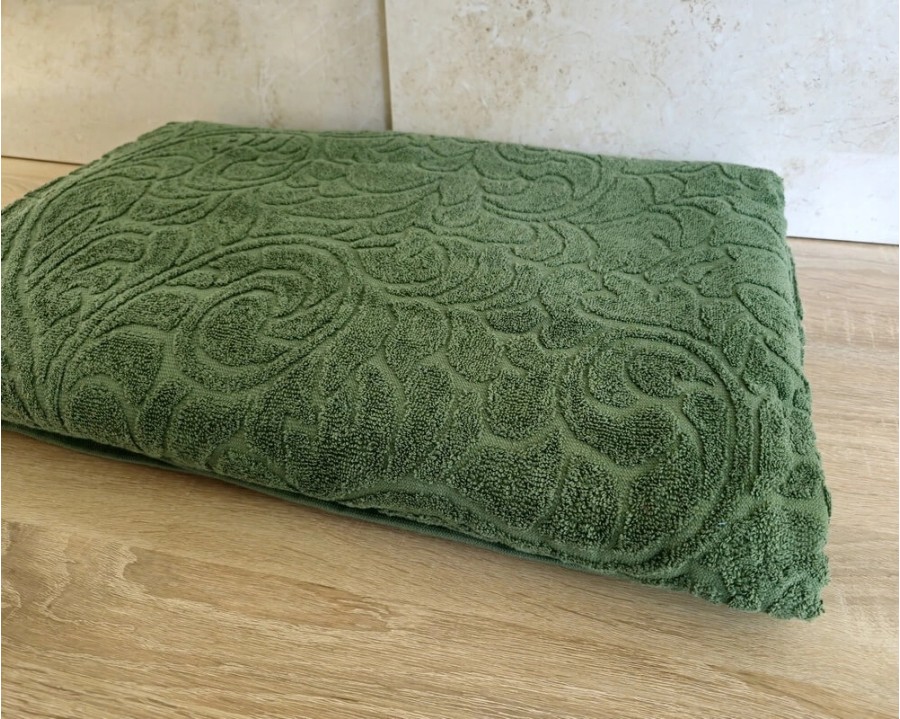 Простынь махровая жаккардовая Parisa Home 200х220 плотность 400 г/м2 зеленая