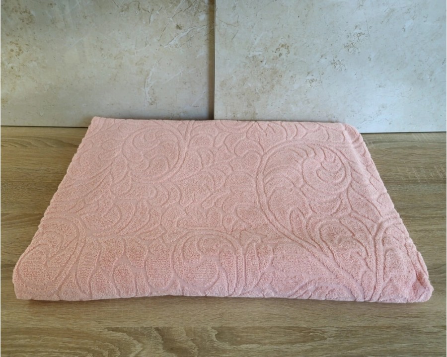 Простынь махровая жаккардовая Parisa Home 150х200 плотность 400 г/м2 персиковая