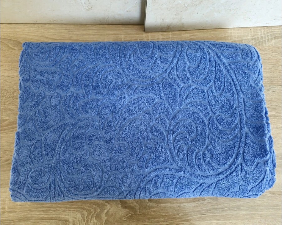 Простирадло махрове жакардове Parisa Home 200х220 щільність 400 г/м2 синє