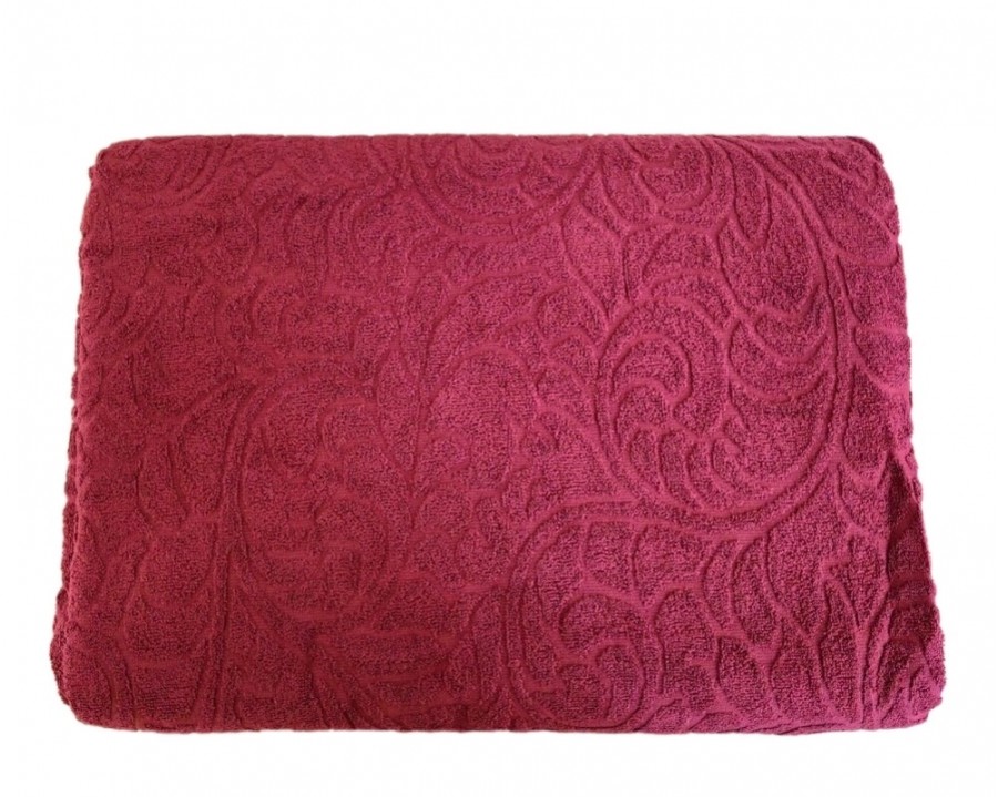 Простирадло махрове жакардове Parisa Home 200х220 щільність 400 г/м2 бордо