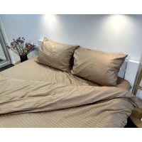 Постельное бельe LARA ОПТ сатин-страйп LUX 140 г/м2 1х1 цвета в ассортименте евро с простынью на резинке 180х200х25