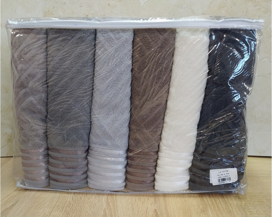Набор турецких махровых полотенец 70х140 Gulcan 6 шт Jacquard Cotton Lux Yeni Cizgili