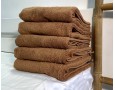 Набор турецких махровых однотонных полотенец Zeron 70х140 3 шт светло-коричневый 550 г/м2