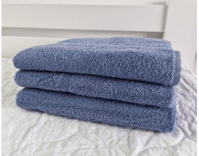 Набір турецьких махрових однотонних рушників Zeron 70х140 3 шт Blue 480 г/м2
