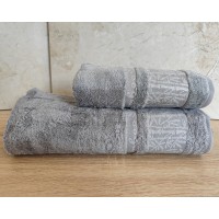 Набор бамбуковых махровых полотенец турецких Cestepe 50х90+70х140  Bamboo Aymira Grey