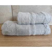 Набір бамбукових махрових рушників турецьких Cestepe 50х90+70х140  Bamboo Aymira Silver