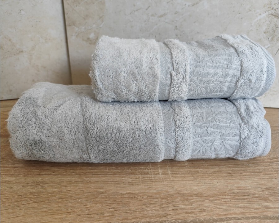 Набор бамбуковых махровых полотенец турецких Cestepe 50х90+70х140  Bamboo Aymira Silver