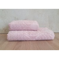 Набор махровых турецких полотенец Cestepe VIP Cotton 50х90+70х140 Aksin Pudra
