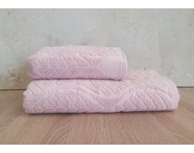 Набір махрових турецьких рушників Cestepe VIP Cotton 50х90+70х140 Aksin Pudra