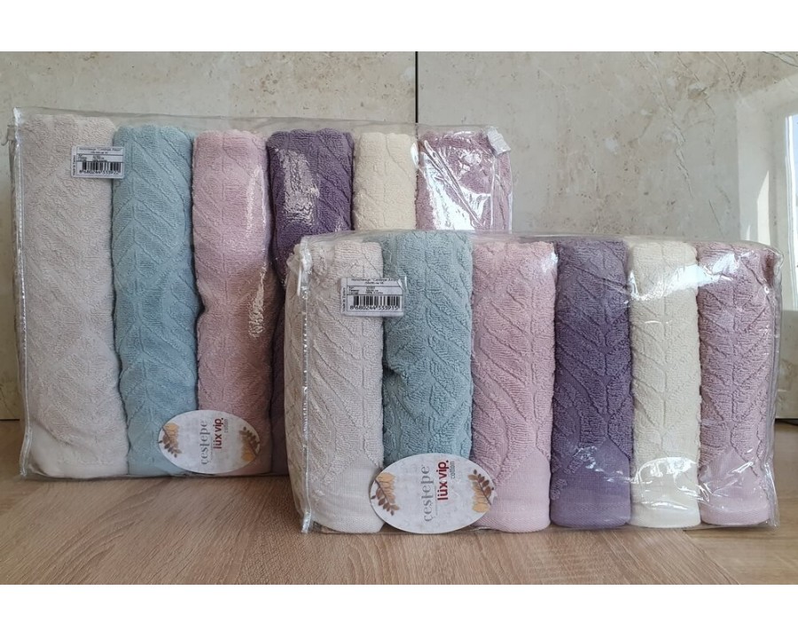 Набор махровых турецких полотенец Cestepe VIP Cotton Aksin 50х90 6 штук + 70х140 6 штук