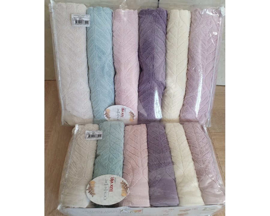 Набор махровых турецких полотенец Cestepe VIP Cotton Aksin 50х90 6 штук + 70х140 6 штук