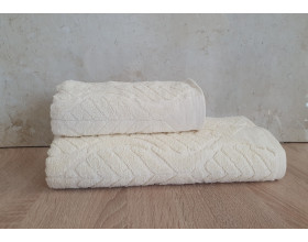 Набір махрових турецьких рушників Cestepe VIP Cotton 50х90+70х140 Aksin Krem