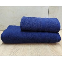 Набір турецьких махрових рушників Ada Turkey 50х90+70х140 Dark Blue