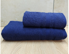 Набір турецьких махрових рушників Ada Turkey 50х90+70х140 Dark Blue